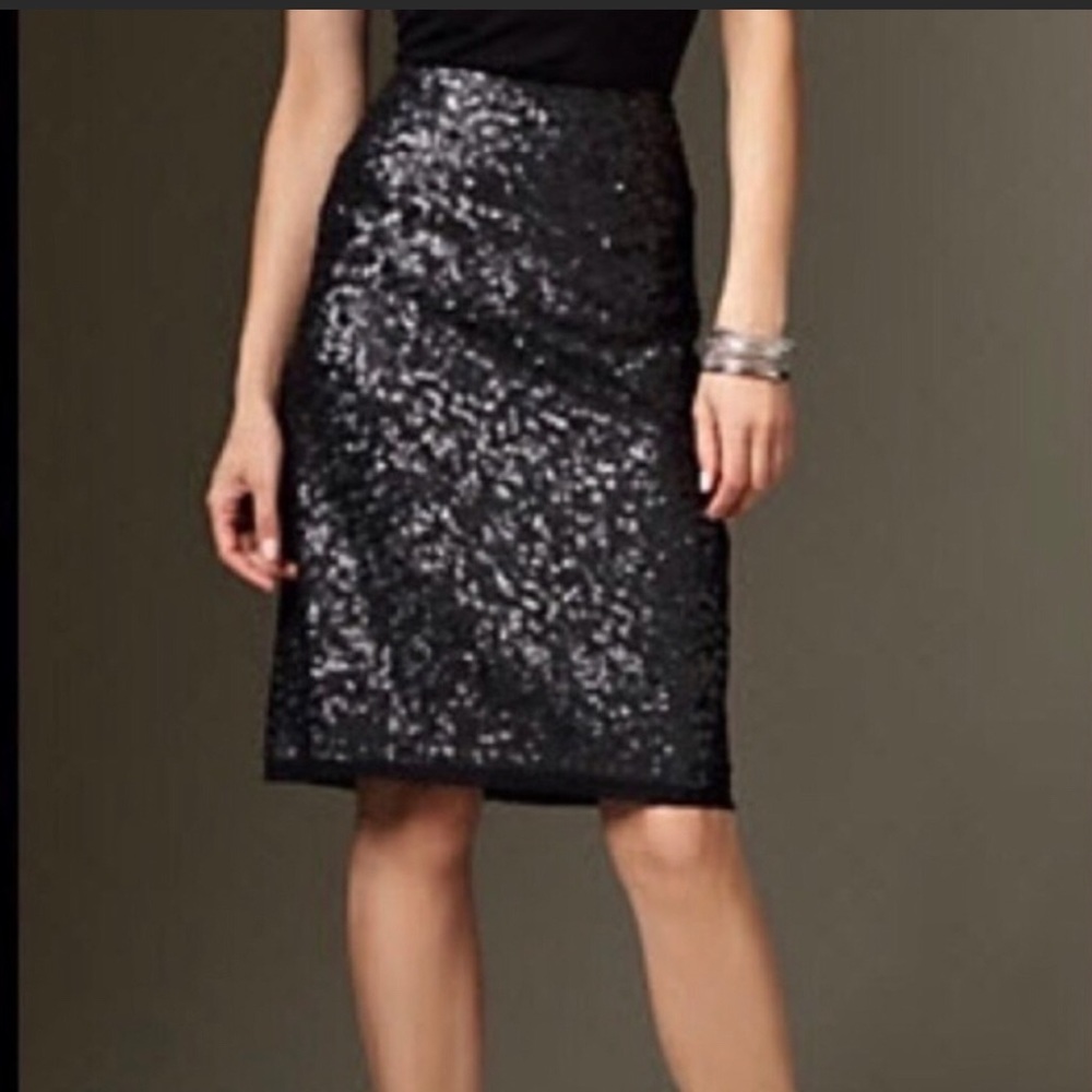Talbots Black Silk Sequin Skirt
